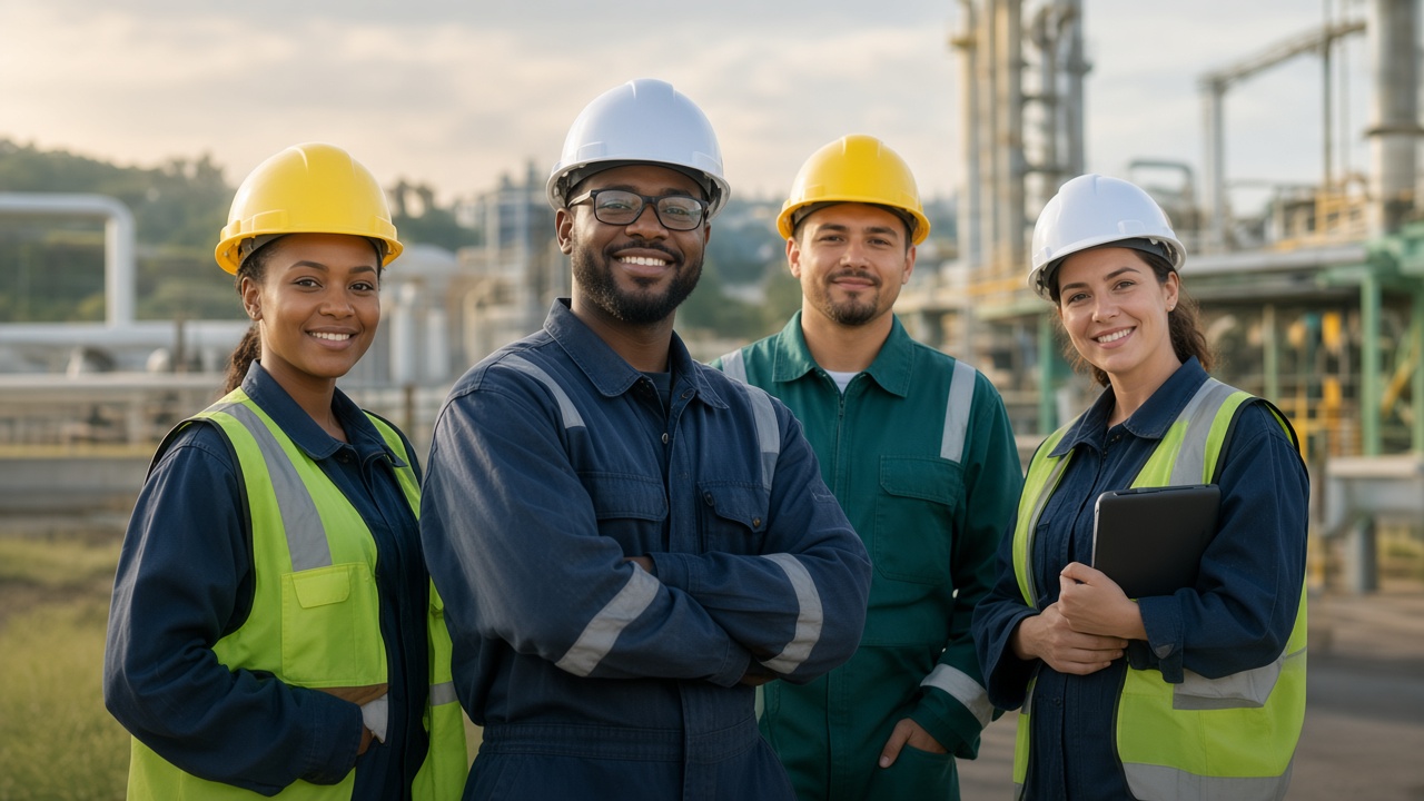 HCMS energy workforce professionals at an industrial facility